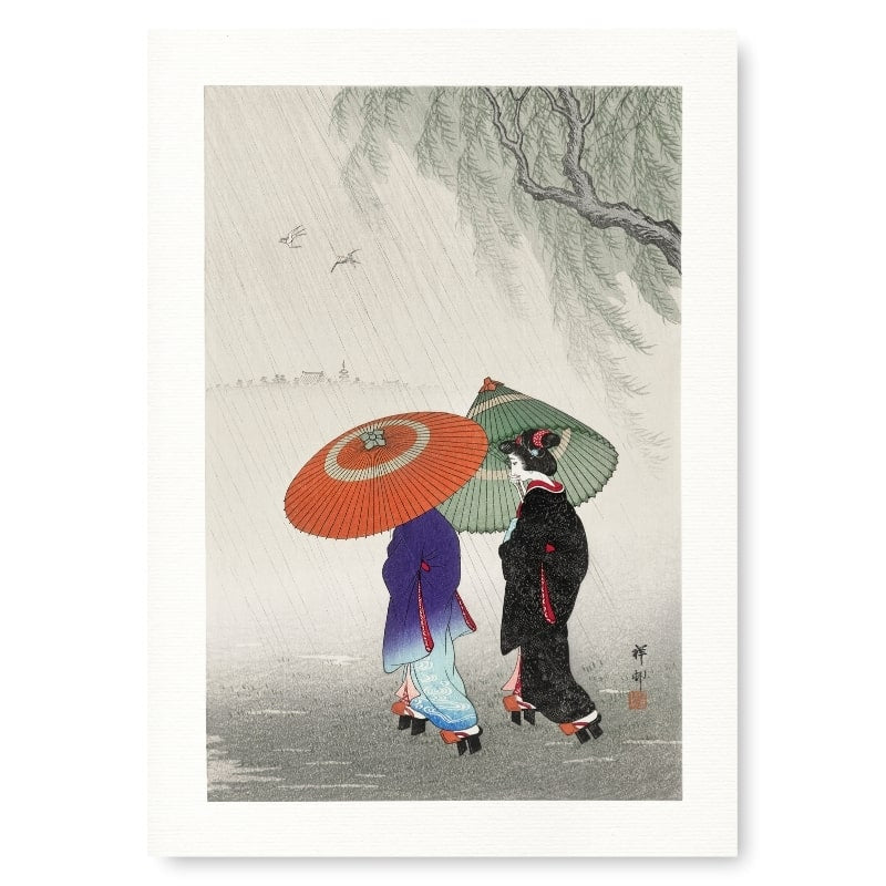 Estampe Japonaise Deux Femmes sous la Pluie - A3