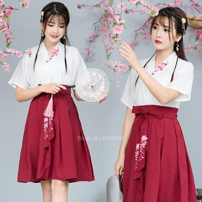 Robe Japonaise Femme Courte Rouge & Bleu | Ramen Nation Robe Japonaise Femme Courte Rouge & Bleu | Ramen Nation