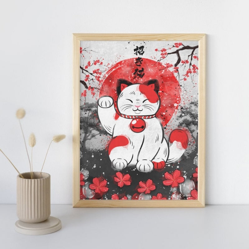 Affiche Japonaise Chat Porte-Bonheur - A3