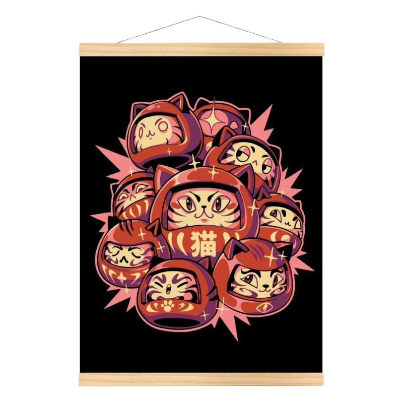 Affiche Japonaise Daruma Cat - A3