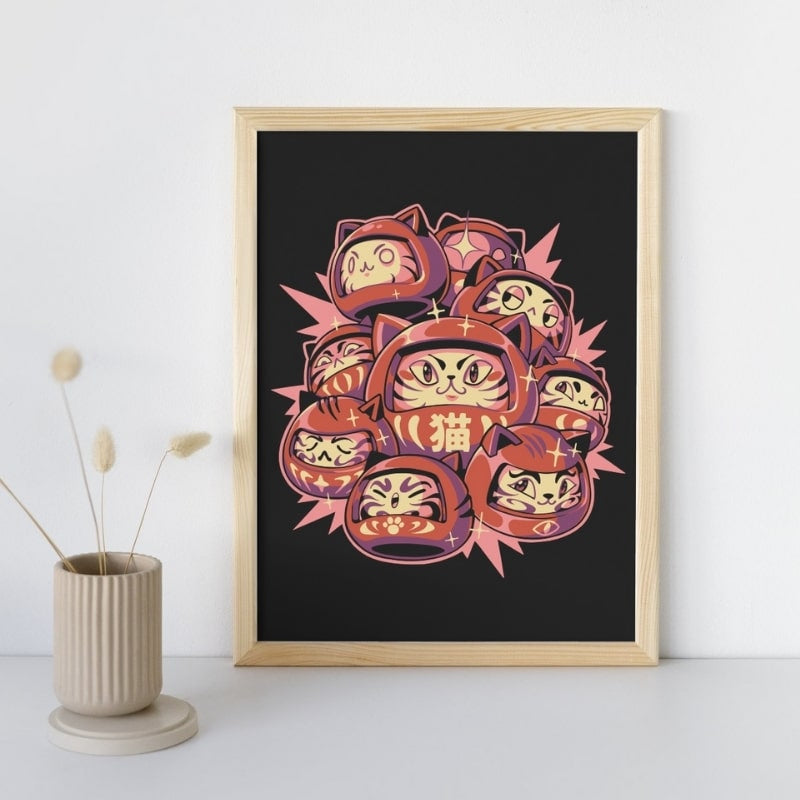 Affiche Japonaise Daruma Cat - A3