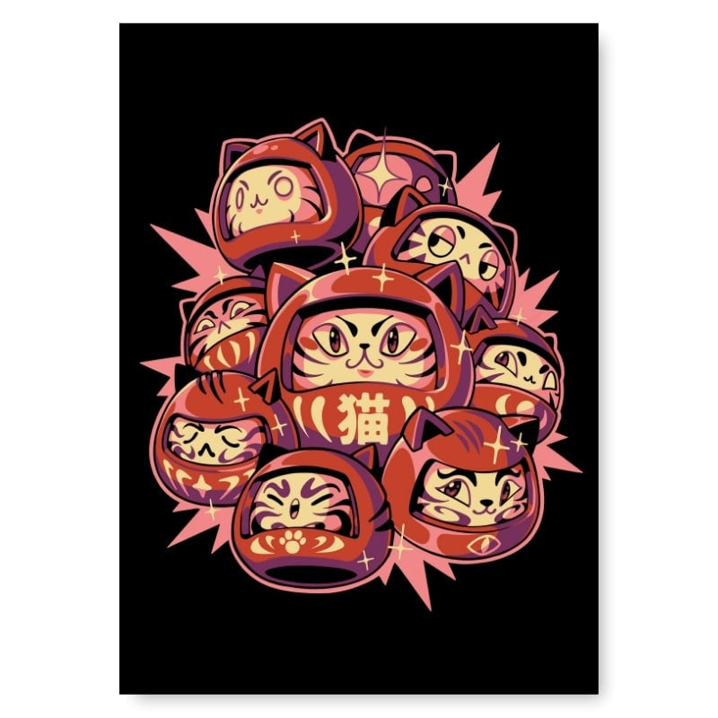 Affiche Japonaise Daruma Cat - A3