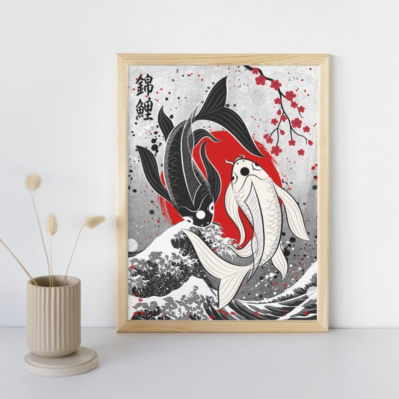 Affiche Japonaise Duo de Carpes Koï - A3