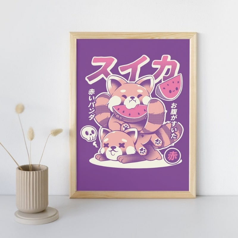 Affiche Japonaise Panda Roux - A3