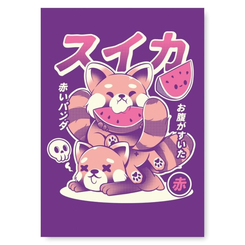 Affiche Japonaise Panda Roux - A3