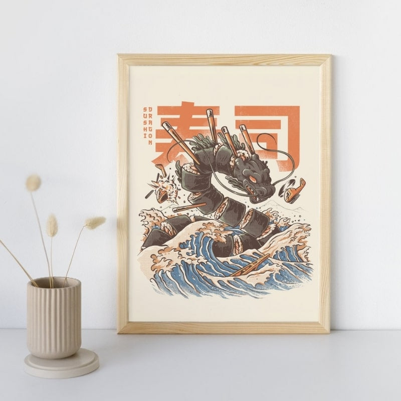 Affiche Japonaise Sushi Dragon - A3