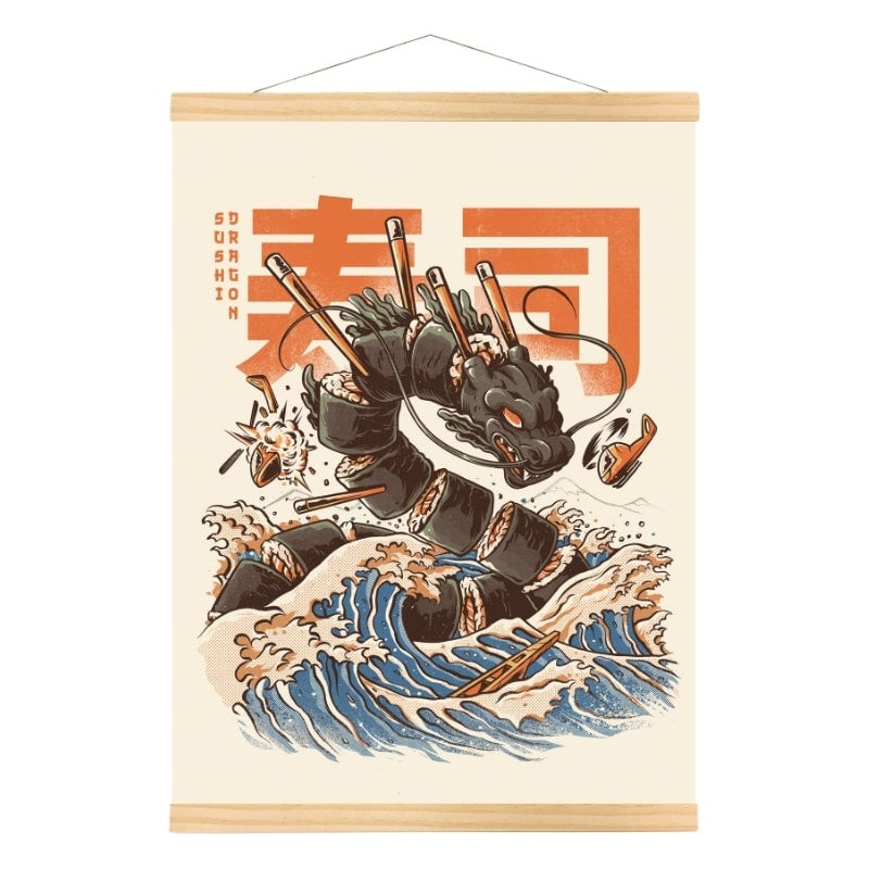 Affiche Japonaise Sushi Dragon - A3