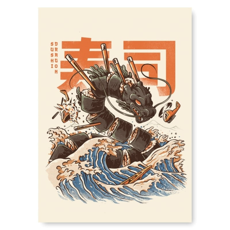 Affiche Japonaise Sushi Dragon - A3