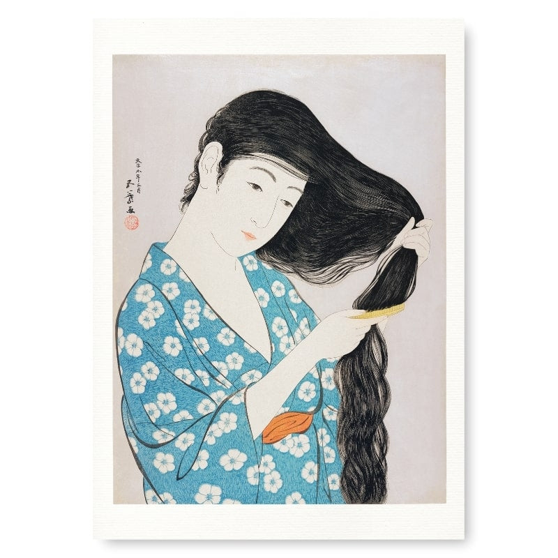 Estampe Japonaise Femme avec Peigne - A3