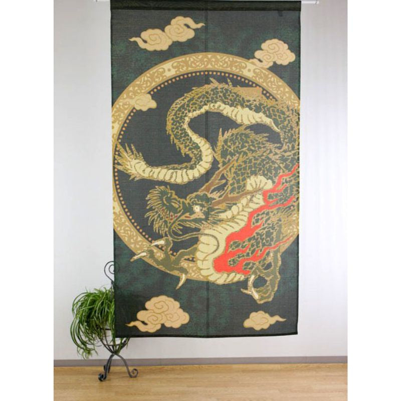 Noren Japonais Dragon Doré - 85 x 150 cm