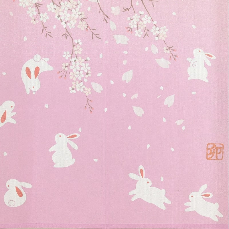 Noren Japonais Sakura Usagi - 85 x 150 cm