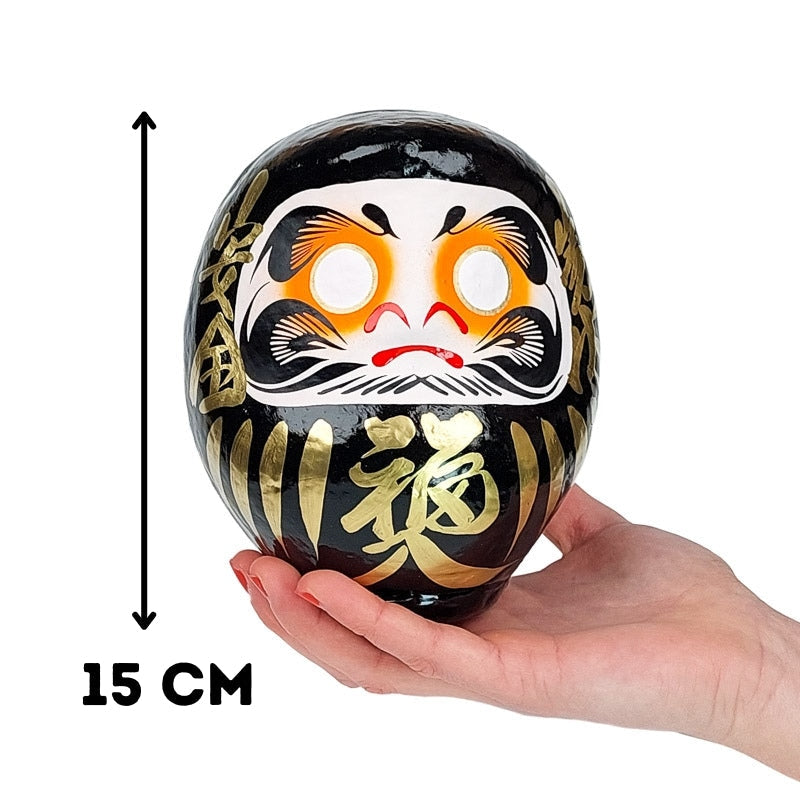 Grand Daruma Noir - 15 cm