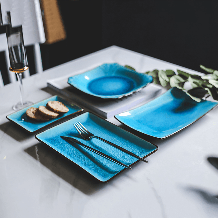 Piatto Rettangolare In Ceramica Blu | Ramen Nation