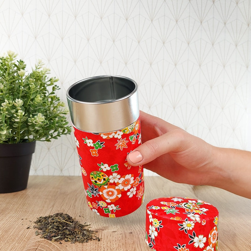 Boîte à Thé Papier Washi Rouge