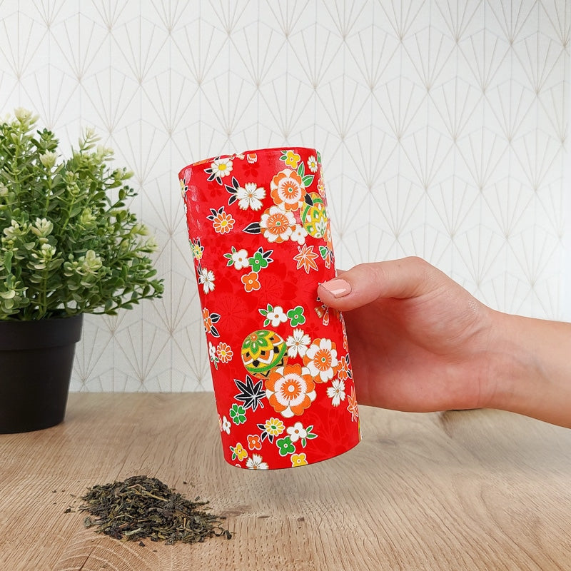 Boîte à Thé Papier Washi Rouge