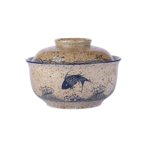 Tazón de ramen japonés con tapa de cerámica retro | Ramen Nation