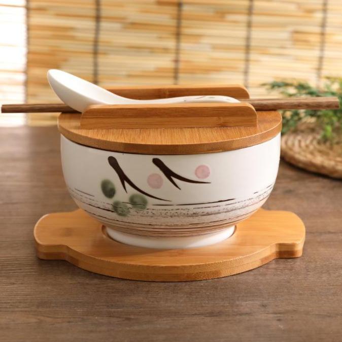 Qeeadeea Bol Ramen Japonais Céramique 1200ml, Bols à Soupe Avec