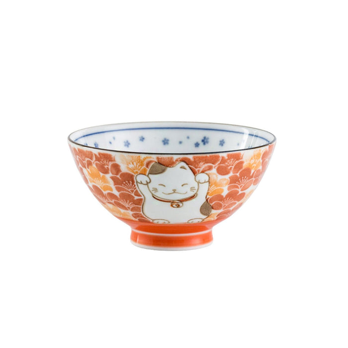 Cuenco de arroz de cerámica con diseño de gato y perro japonés | Ramen Nation