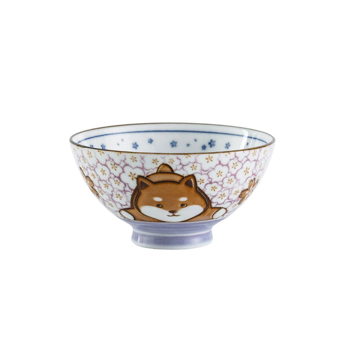 Cuenco de arroz de cerámica con diseño de gato y perro japonés | Ramen Nation