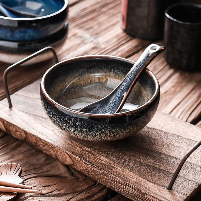 Bol à ramen japonais en céramique, turquoise - TAKOIZU