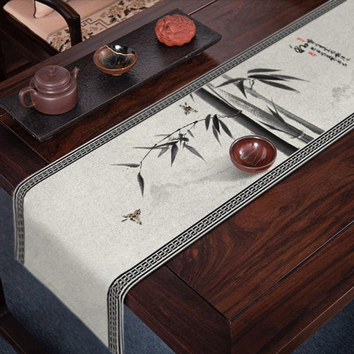 Camino de mesa gris con estampado japonés | Ramen Nation