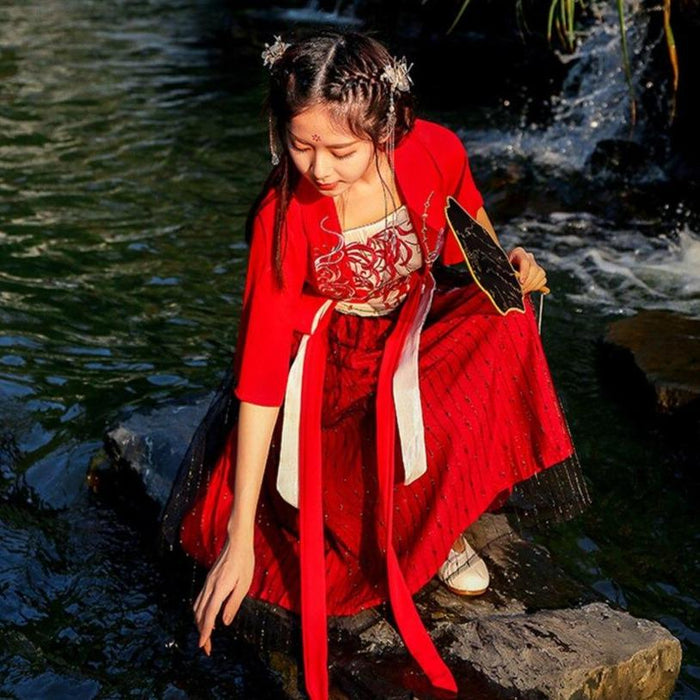 Kimono Japonés Mujer Largo Rojo | Ramen Nation