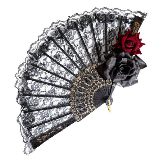 Éventail Japonais Dentelle et Rose Noire | Ramen Nation