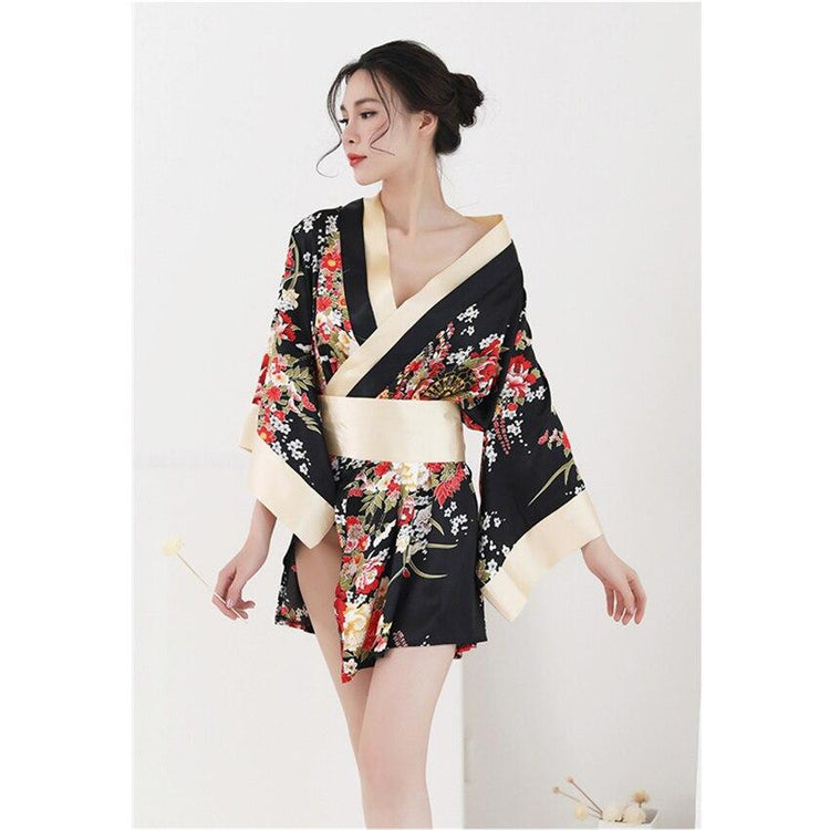 Kimono de Nuit Motif Japonais - Rouge & Noir | Ramen Nation