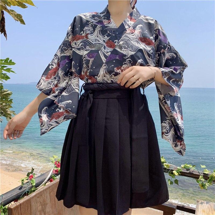 Kimono Moderne pour Femme - Noir & Rouge | Ramen Nation