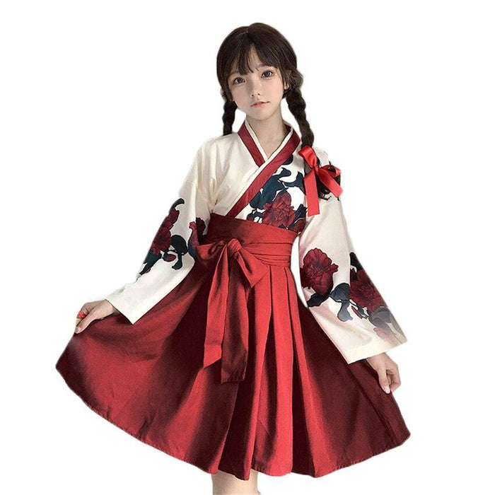 Kimono Japonais Court Femme Traditionnel Fleuri | Ramen Nation