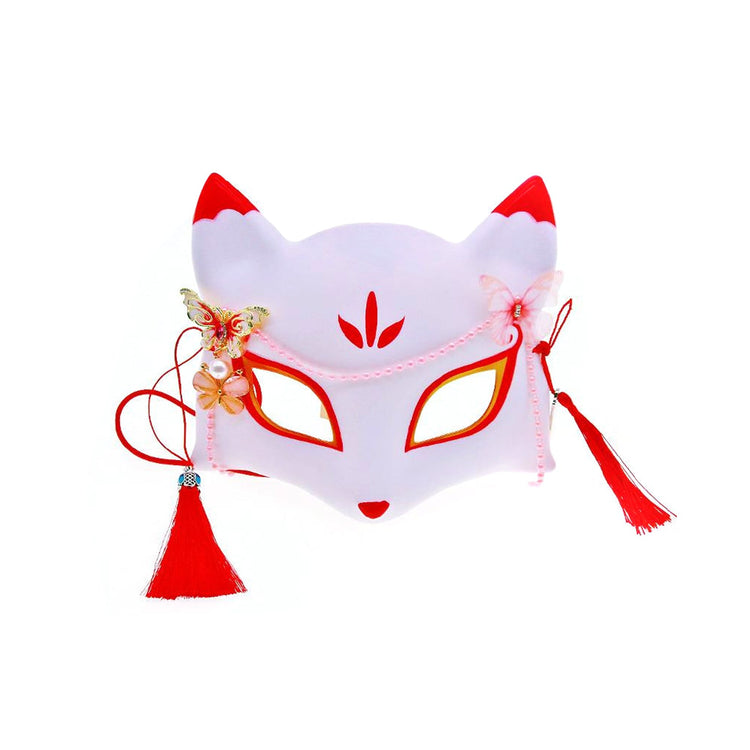Masque Kitsune Renard Japonais avec Perle Blanc | Ramen Nation