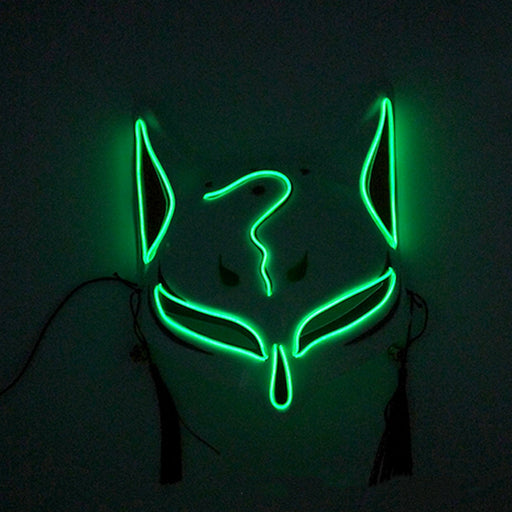 Masque Kitsune Renard Japonais LED Vert | Ramen Nation