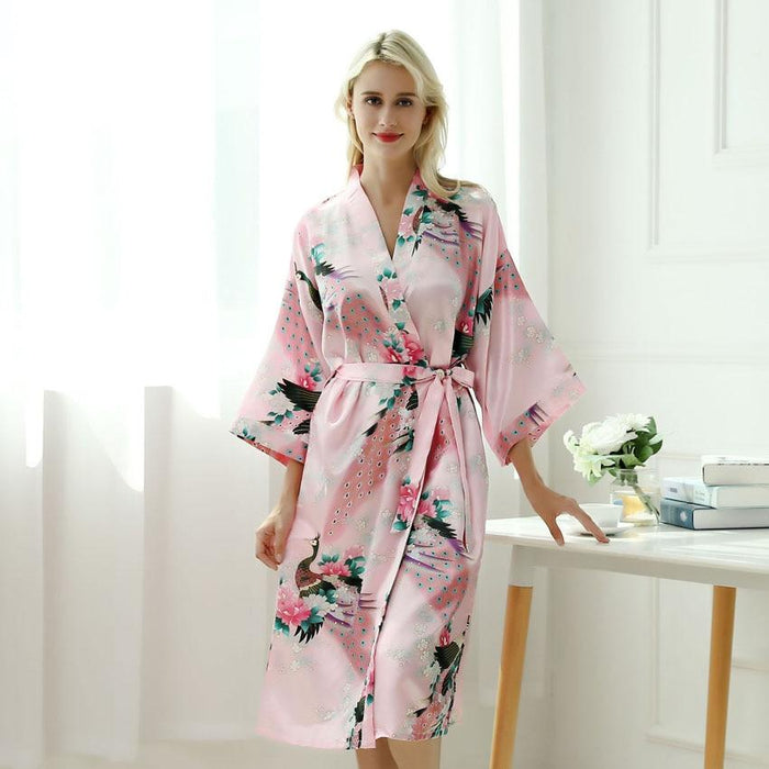 Peignoir Kimono Femme Long Fleuri en Soie | Ramen Nation