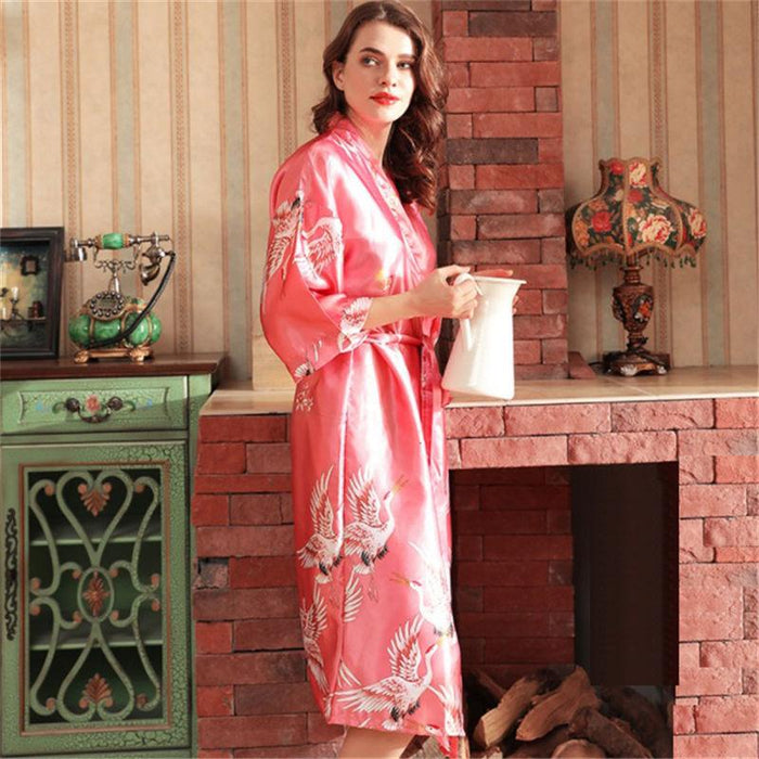 Pyjama Kimono Femme Motif Grue Japonaise | Ramen Nation