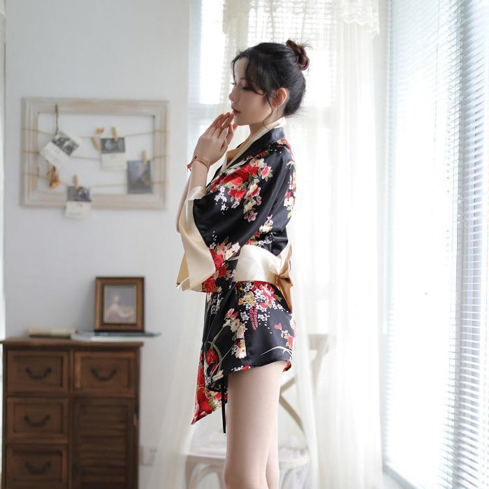 Pyjama Kimono Japonais Femme Rouge & Noir | Ramen Nation