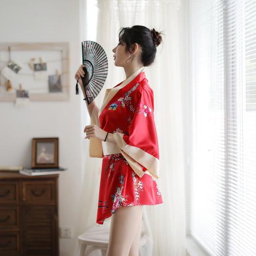 Pyjama Kimono Japonais Femme Rouge & Noir | Ramen Nation