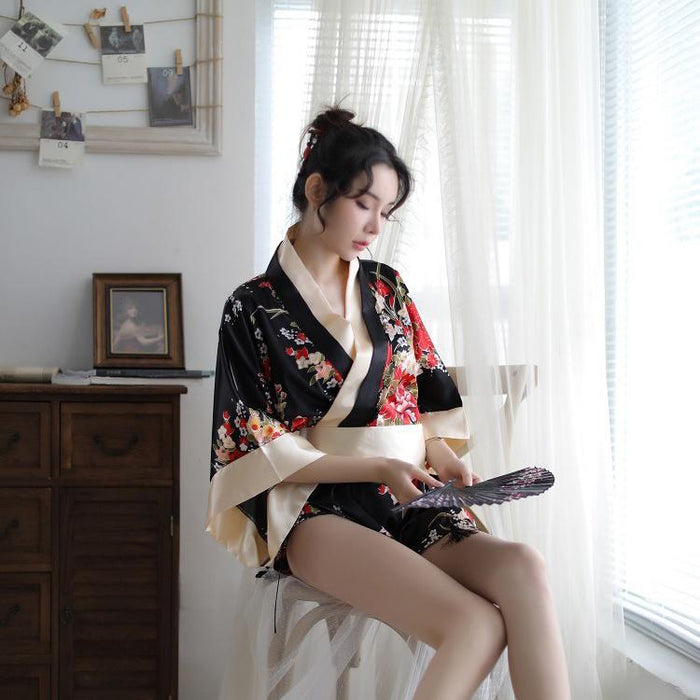 Pyjama Kimono Japonais Femme Rouge & Noir | Ramen Nation
