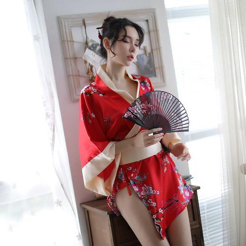 Pyjama Kimono Japonais Femme Rouge & Noir | Ramen Nation