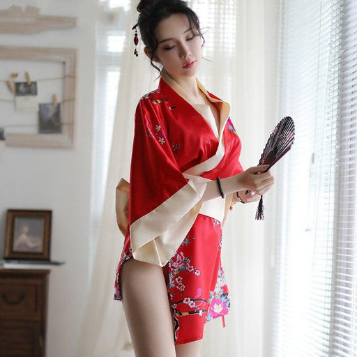 Pijama kimono japonés para mujer rojo y negro | Ramen Nation