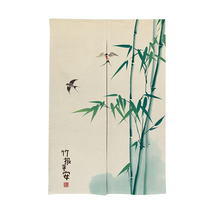 Rideau Japonais Noren Motif Fleurs Japonaises Bambou / | Ramen Nation
