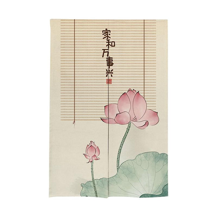 Rideau Japonais Noren Motif Fleurs Japonaises Lotus / | Ramen Nation