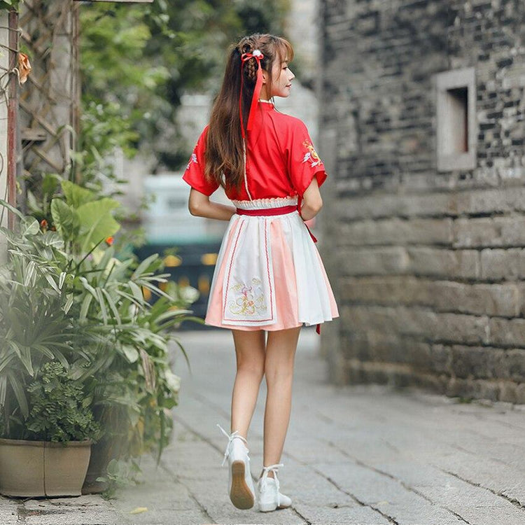 Robe Japonaise Femme Courte - Rouge & Blanc | Ramen Nation