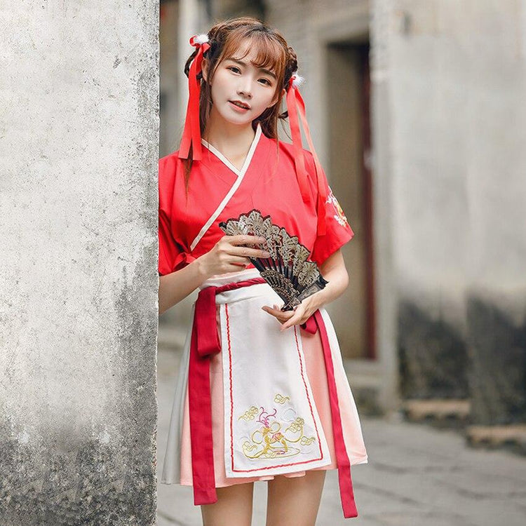 Robe Japonaise Femme Courte - Rouge & Blanc | Ramen Nation