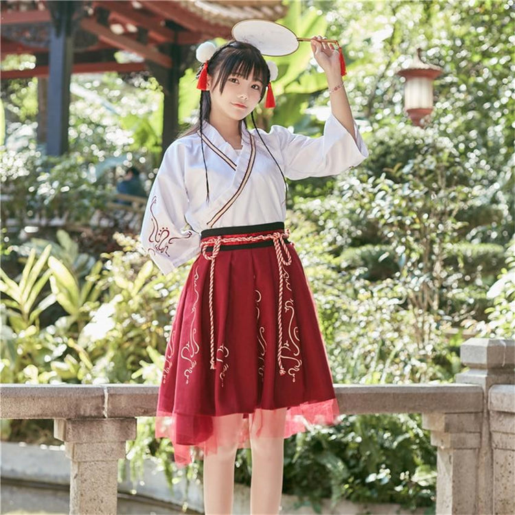 Robe Kimono Traditionnel - Rouge & Blanc | Ramen Nation