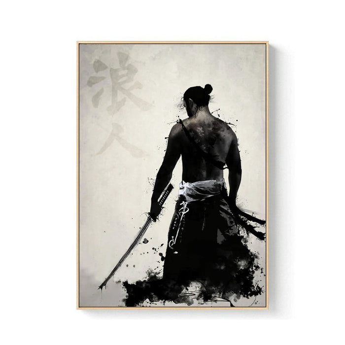 Tableau Samouraï Japonais Noir et Blanc | Ramen Nation