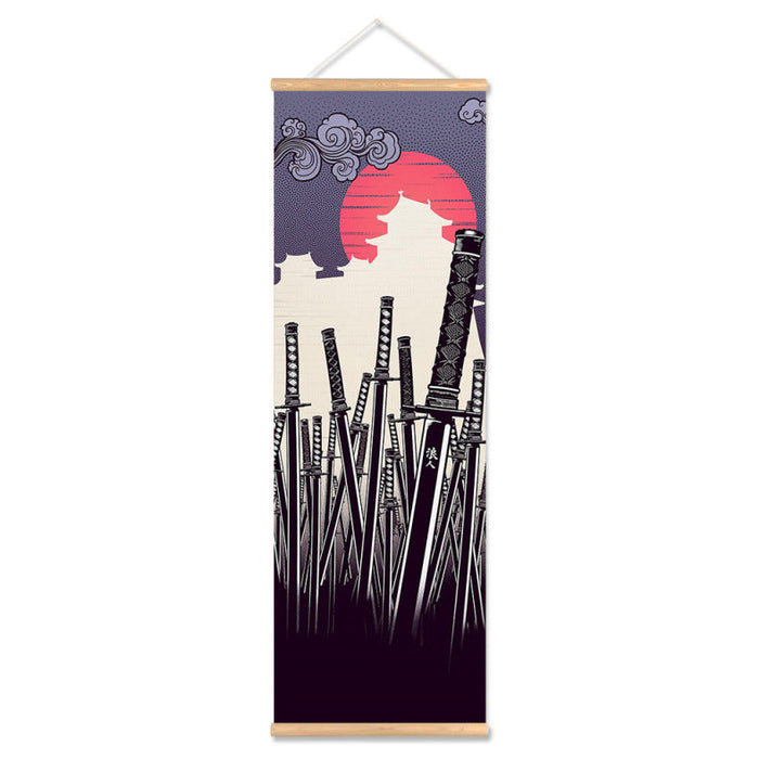 Tapisserie Japonaise Katana Samouraï Katana Noir / 20x60cm | Ramen Nation