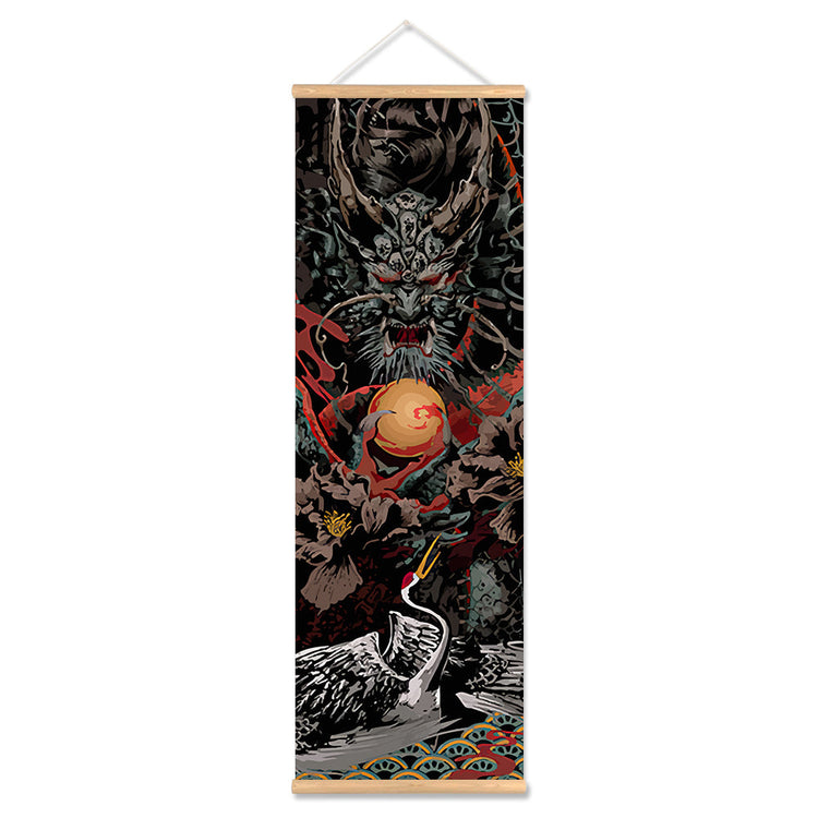 Tapisserie Murale Japonaise Samouraï Blood Moon / 20x60cm | Ramen Nation