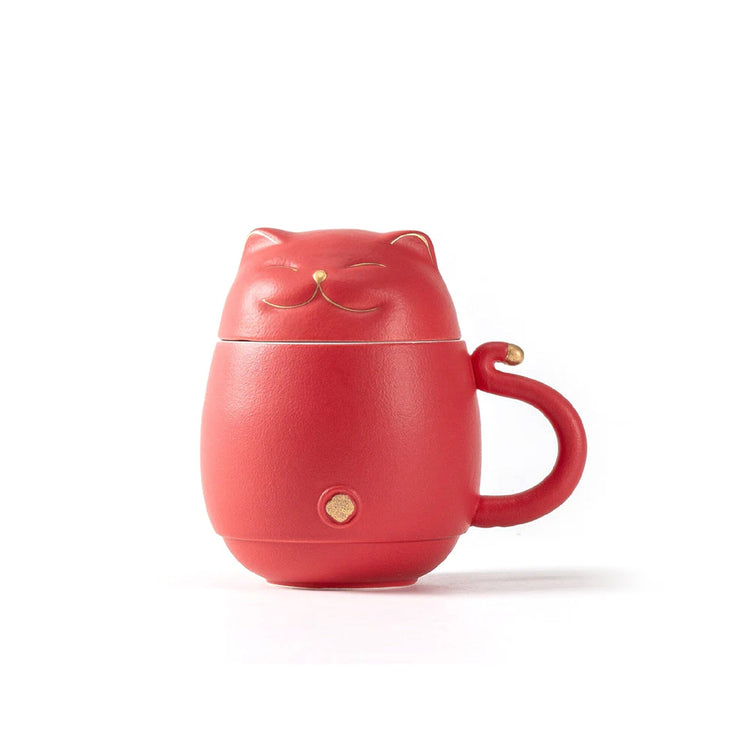 Tisanière en Céramique Forme de Chat avec Filtre Rouge | Ramen Nation