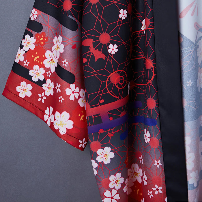 Veste Kimono Femme Noir Motif Kitsune | Ramen Nation