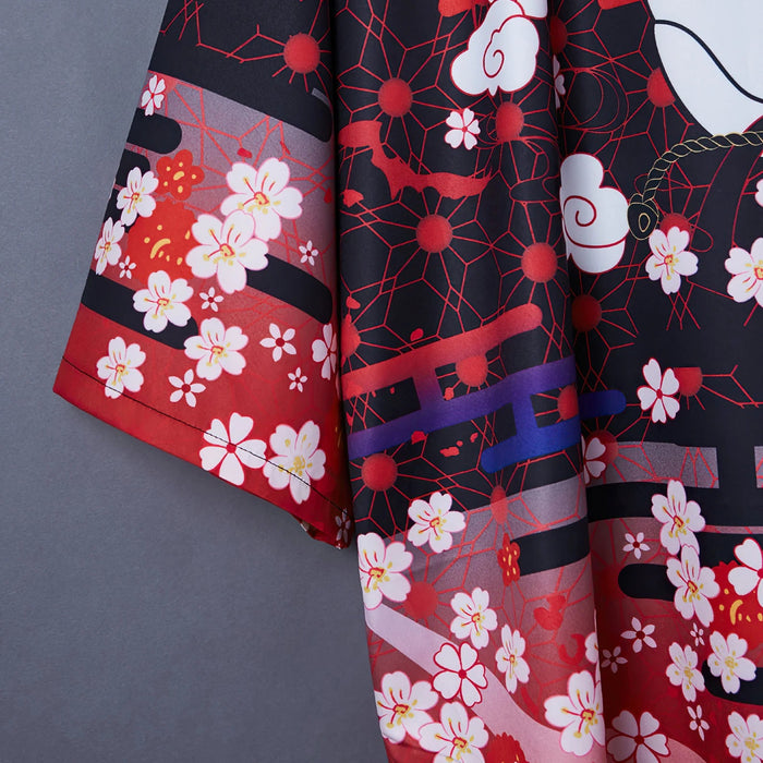 Chaqueta Kimono de Mujer Estampado Kitsune Negro | Ramen Nation
